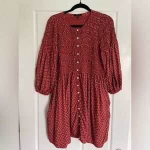 Madewell Challis Button-Front Mini Dress in Tiny Daisy Small